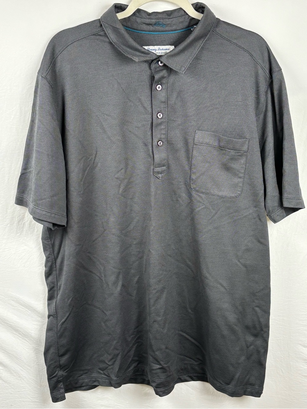 Tommy Bahama San Lucio Stretch XXL Men's Charcoal Gray Polo with Chest Pocket
